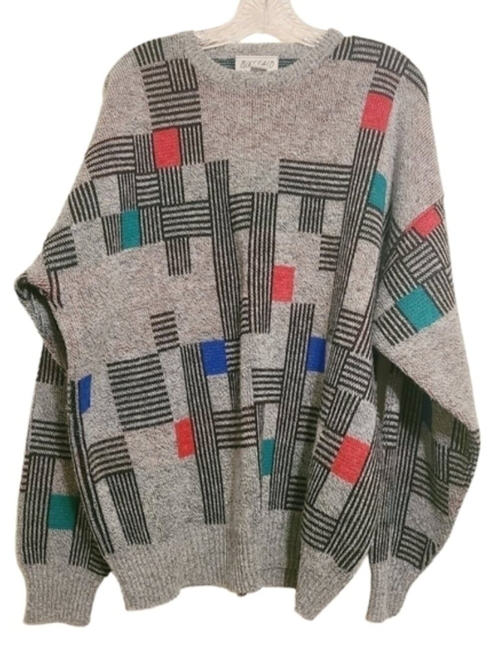 Buffalo | Men's Vintage Multi-Colored Geometric Print Crewneck Sweater (Size 2X)